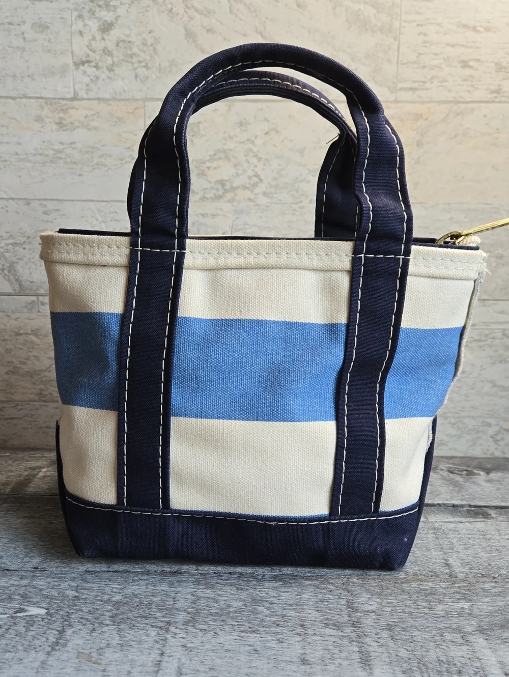 L.L. Bean Vintage Boat And Tote Striped Canvas Bag 90's SKU OAMK6  With Zipper